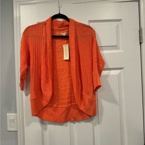 Women’s 3/4 Sleeve Peach/Orange cardigan. SZ X Small. Brand New with Tags!